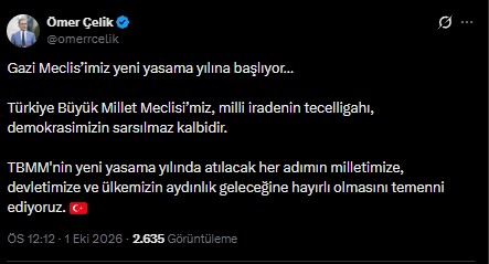 AK Parti Sözcüsü Ömer Çelik'ten Yeni Yasama Yılı Mesajı