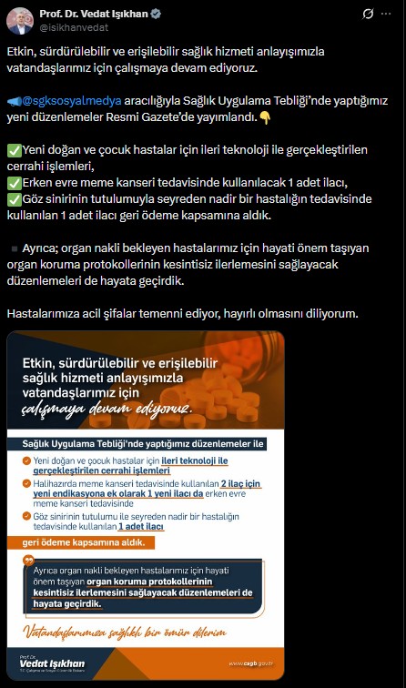 SGK'dan Hastalara Yeni Ödeme Kararı! Bakan Işıkhan Duyurdu