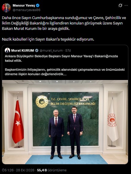 Bakan Kurum Mansur Yavaş'ı Kabul Etti