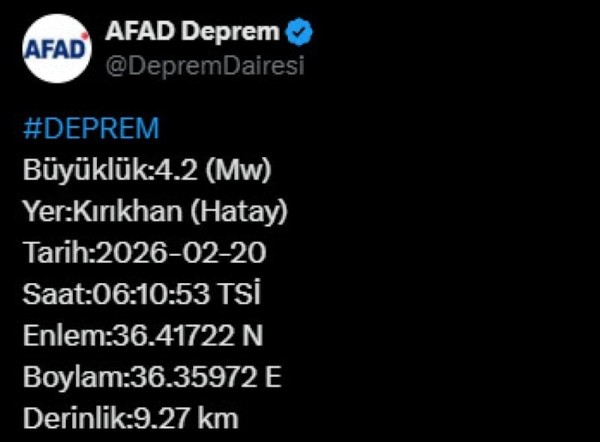 Hatay'da Deprem! AFAD Açıkladı