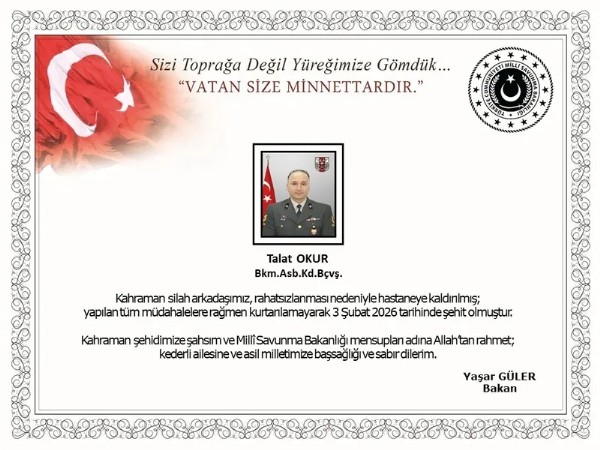 MSB Duyurdu! Şehidimiz var