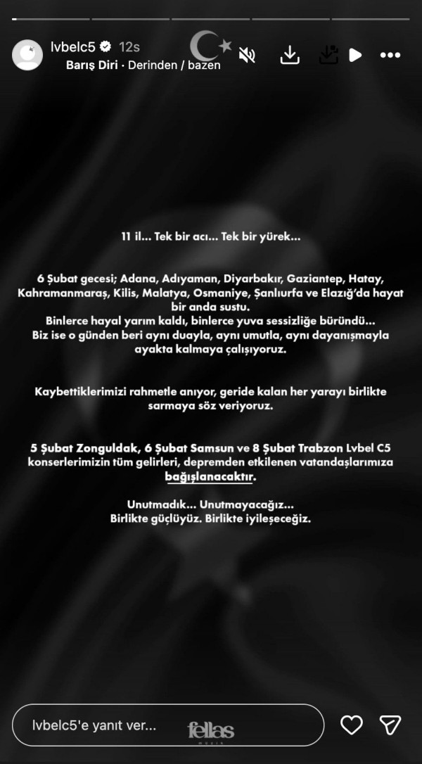 Konser Gelirini Depremzedelere Bağışladı