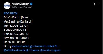 Balıkesir'de Deprem! AFAD Açıkladı