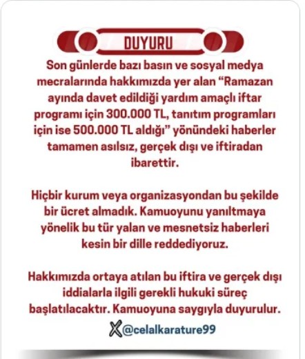 Celal Karatüre Sessizliğini Bozdu!