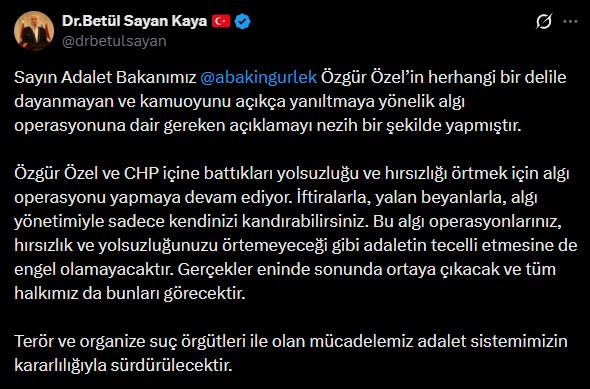 ÖZGÜR ÖZEL’İN İFTİRALARINA KARŞI BAKAN GÜRLEK’E DESTEK YAĞDI