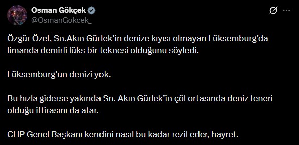 ÖZGÜR ÖZEL’İN İFTİRALARINA KARŞI BAKAN GÜRLEK’E DESTEK YAĞDI