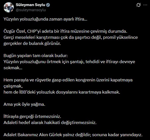 ÖZGÜR ÖZEL’İN İFTİRALARINA KARŞI BAKAN GÜRLEK’E DESTEK YAĞDI
