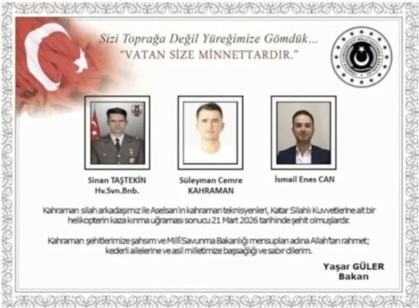 Katar'da düşen helikopterde şehit olanların naaşı yurda getirildi