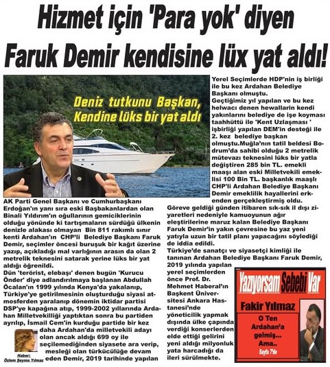 'Bakan'ın Özel Yat'ı Var Diyen Özgür Özel Türkücünün Yatından da Haberdar mı?