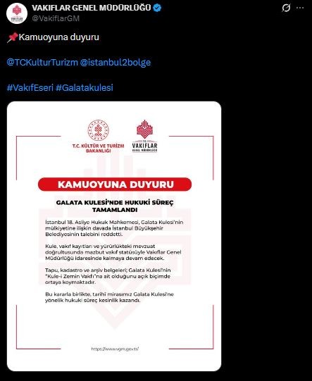 Yıllardır Süren Tartışma Bitti! Galata Kulesi Davasında Mahkemeden İBB'ye Ret Kararı