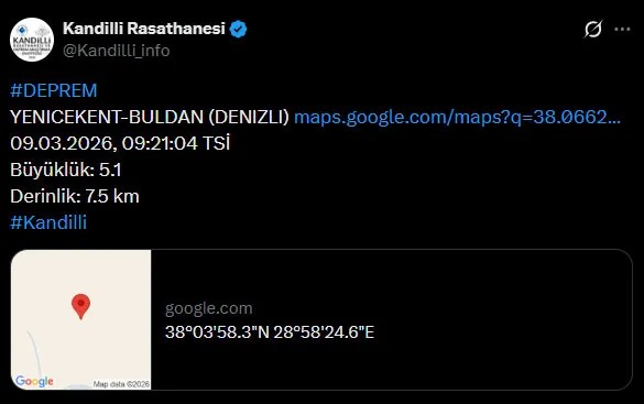 Denizli'de Deprem! AFAD duyurdu