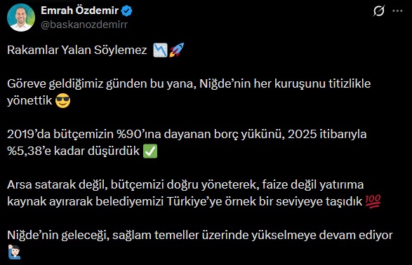 Niğde Belediye Başkanı Emrah Özdemir rakamlarla açıkladı! 'Arsa satarak değil, doğru yöneterek...'