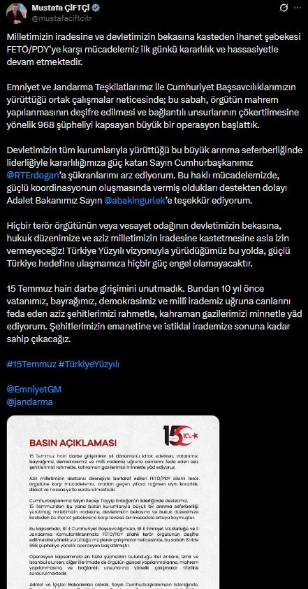 İki Bakanlık Harekete Geçti! FETÖ'ye 81 İlde Dev Operasyon