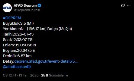Muğla'da Deprem! AFAD Duyurdu