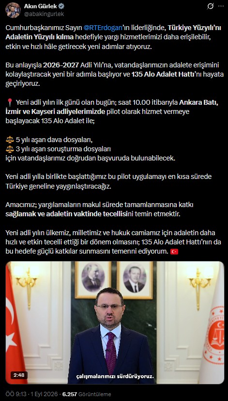 Alo Adalet 135 Hattı Hizmete Başlıyor! 5 Yılı Aşan Dava Dosyaları Sorulabilecek